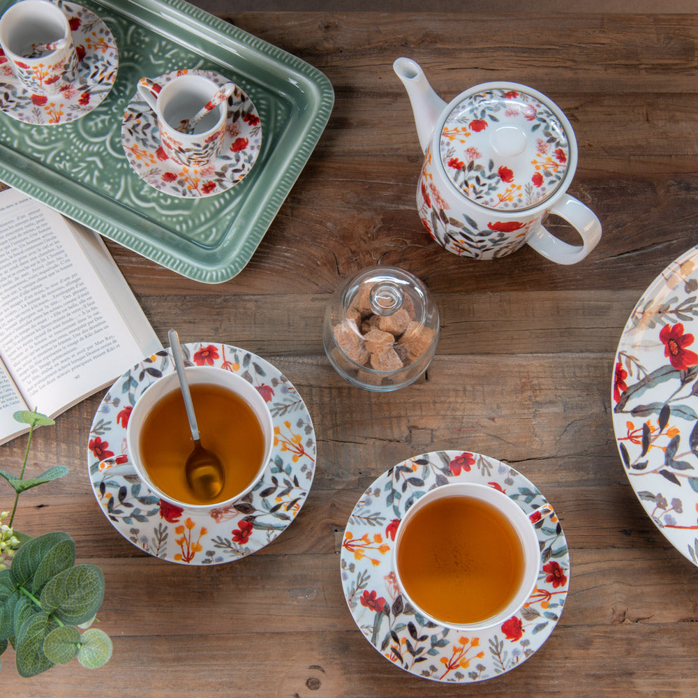 Coffret 4 tasses avec cuillères 16 cl Flor Table passion - Mathon - 3