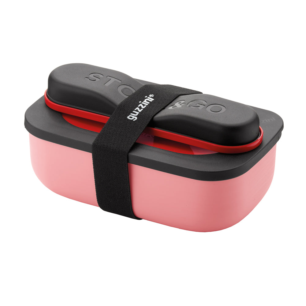 Boîte à lunch rouge avec couverts de voyage Store and Go Guzzini - Mathon