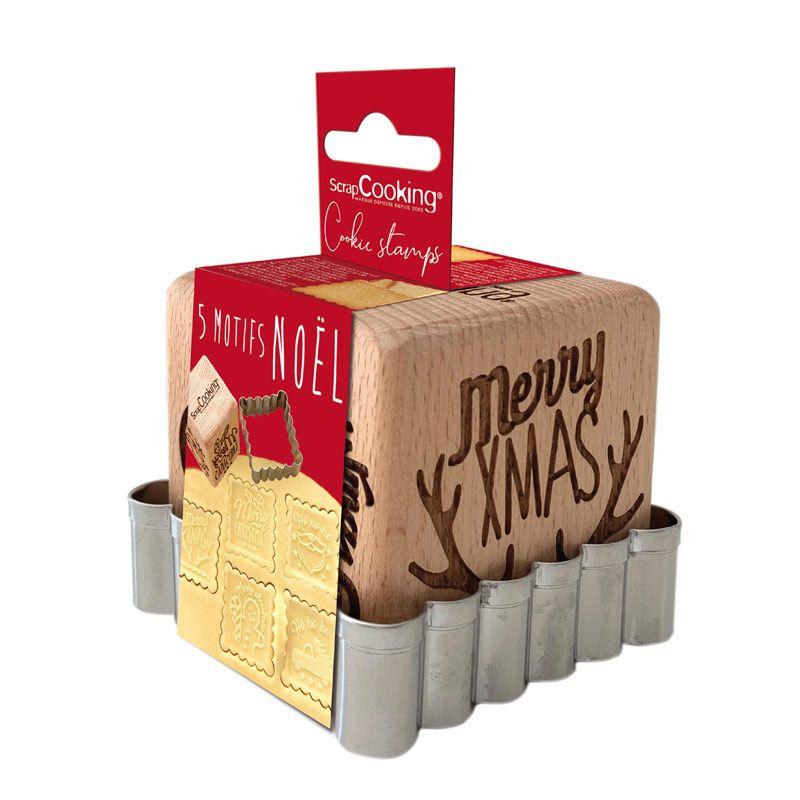 5 tampons pour biscuits et découpoir - Merry Xmas Scrapcooking - Mathon