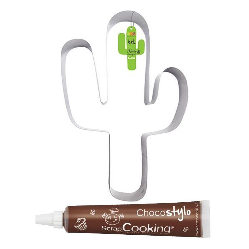 Moule Découpoir XXL Cactus + 1 Stylo chocolat Scrapcooking - Mathon