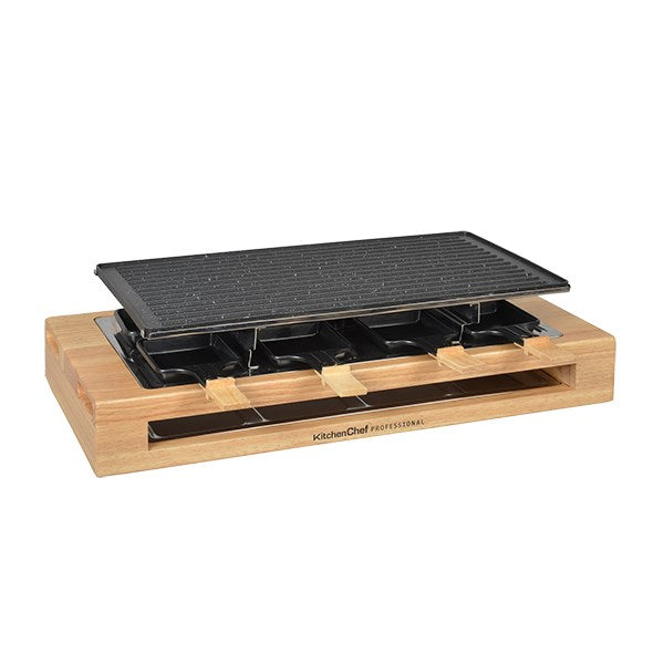 Appareil à raclette Bamboo 8 poêlons et 2 double poêlons 1500 W KCWOOD.8.MAXI Kitchen Chef Professional - Mathon - 2