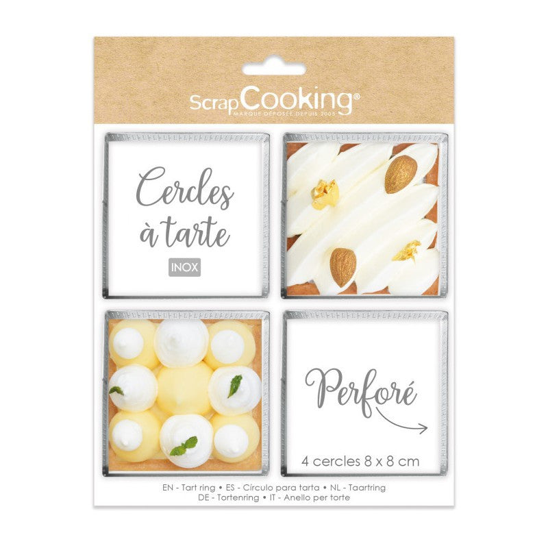 4 cercles à tarte individuels perforés Scrapcooking - Mathon - 1