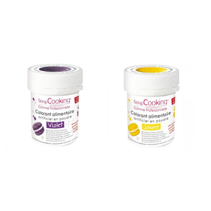 2 colorants alimentaires en poudre - jaune-violet Scrapcooking - Mathon