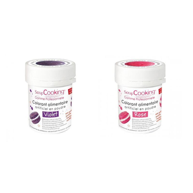 2 colorants alimentaires en poudre - violet-rose Scrapcooking - Mathon