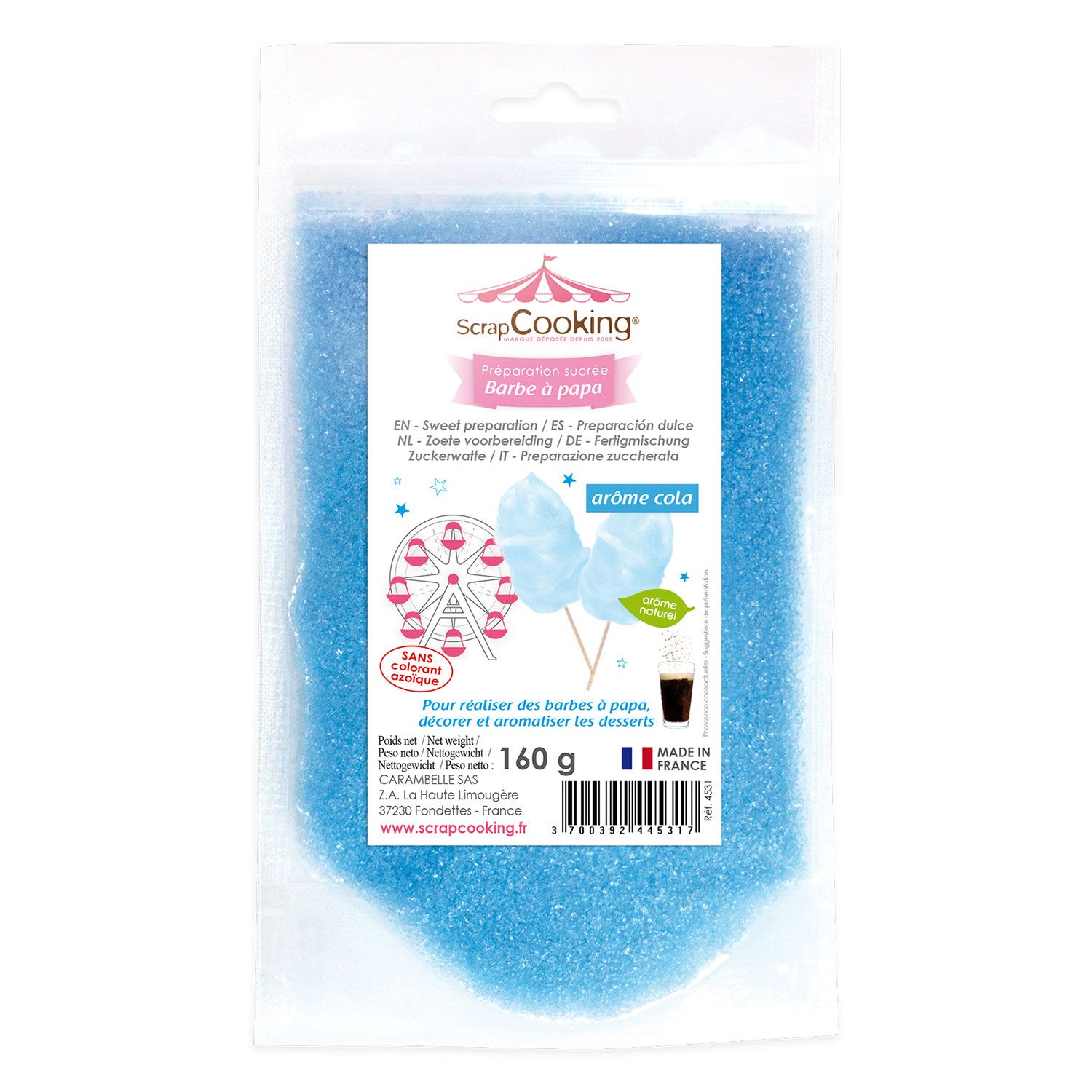 Préparation barbe à papa bleue - arôme cola Scrapcooking - Mathon