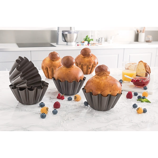 Set 4 moules briochettes acier revêtu 13 cm Mathon - Mathon - 1