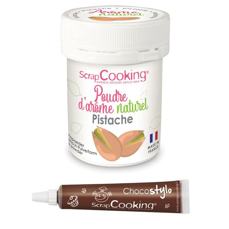 Arôme alimentaire naturel en poudre pistache + Stylo chocolat Scrapcooking - Mathon