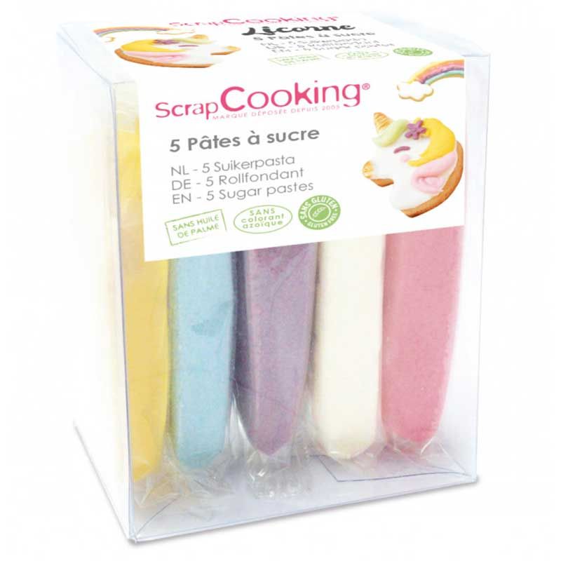 5 pâtes à sucre Licorne 5 x 80 g Scrapcooking - Mathon