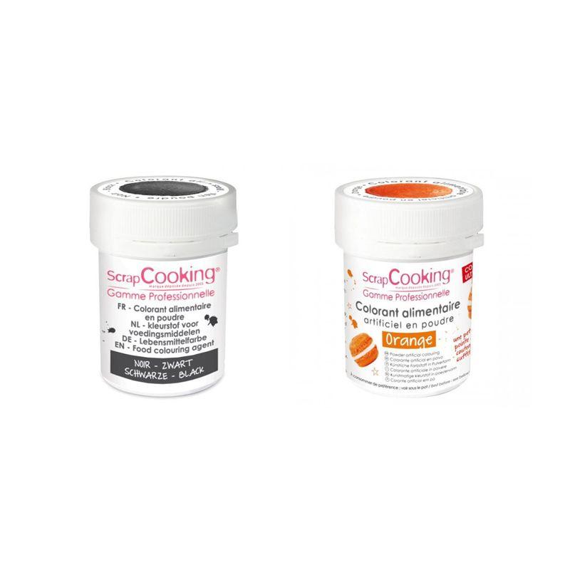 2 colorants alimentaires en poudre - noir-orange Scrapcooking - Mathon
