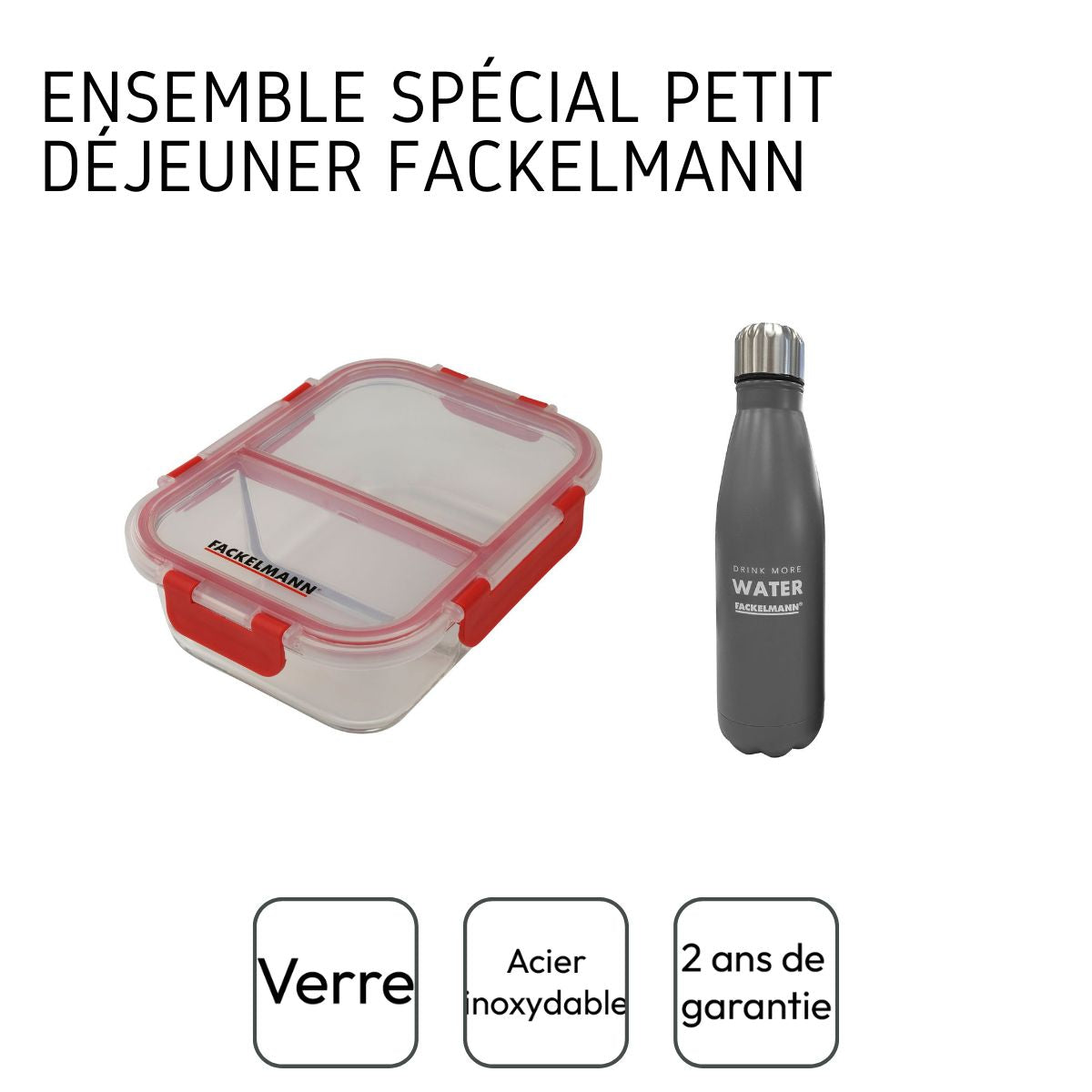 Ensemble pour petit déjeuner avec Bouteille 500 ml et Lunch box Move Fackelmann - Mathon - 4