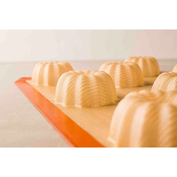 Plaque de 8 empreintes mini-cakes striés Silpat - Mathon - 3