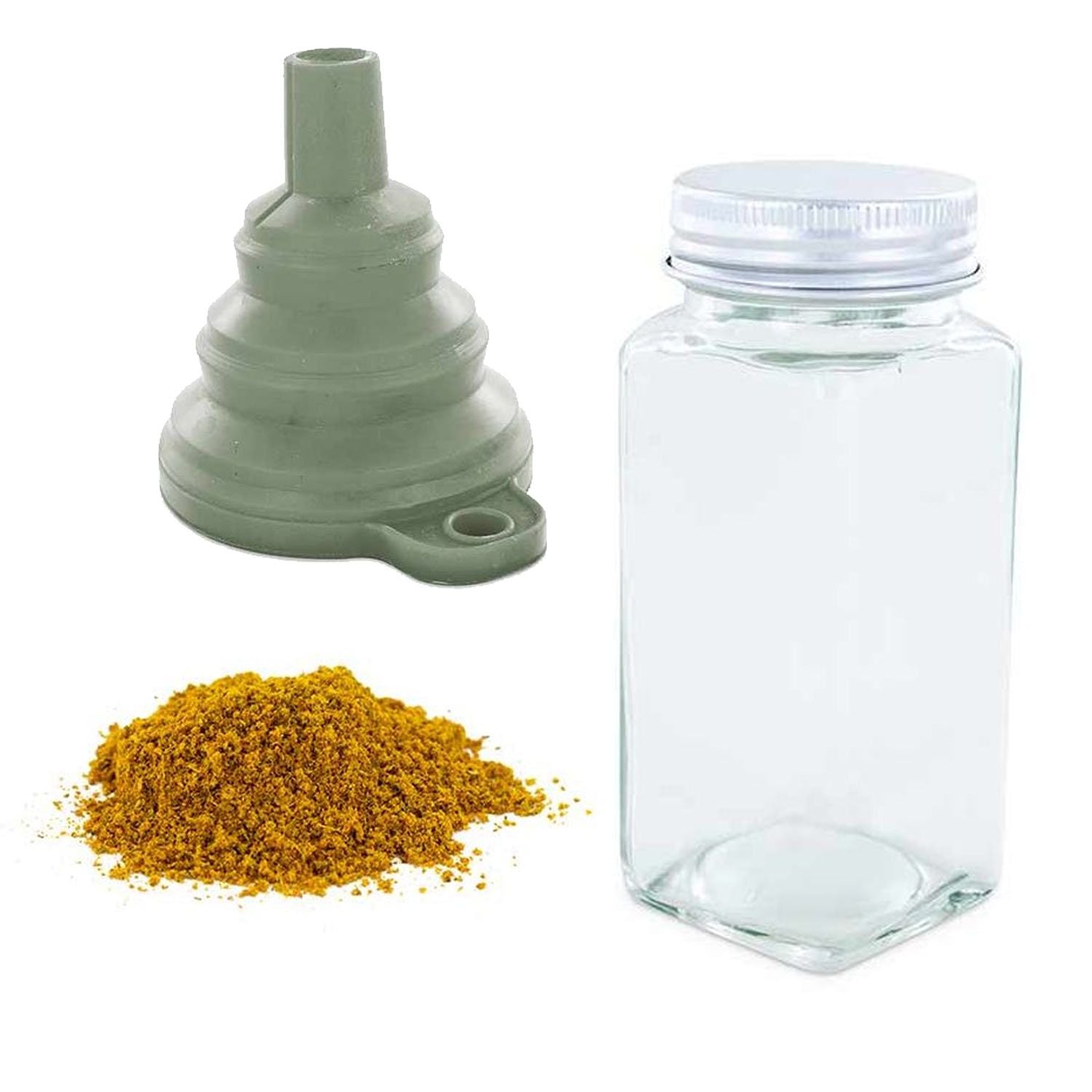 Flacon à épices poudreur + entonnoir + curry doux 50 g Aromandise - Mathon