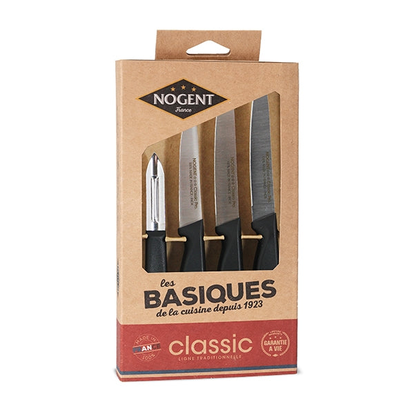 Coffret 4 couteaux Kraft classic pro noir Nogent - Mathon