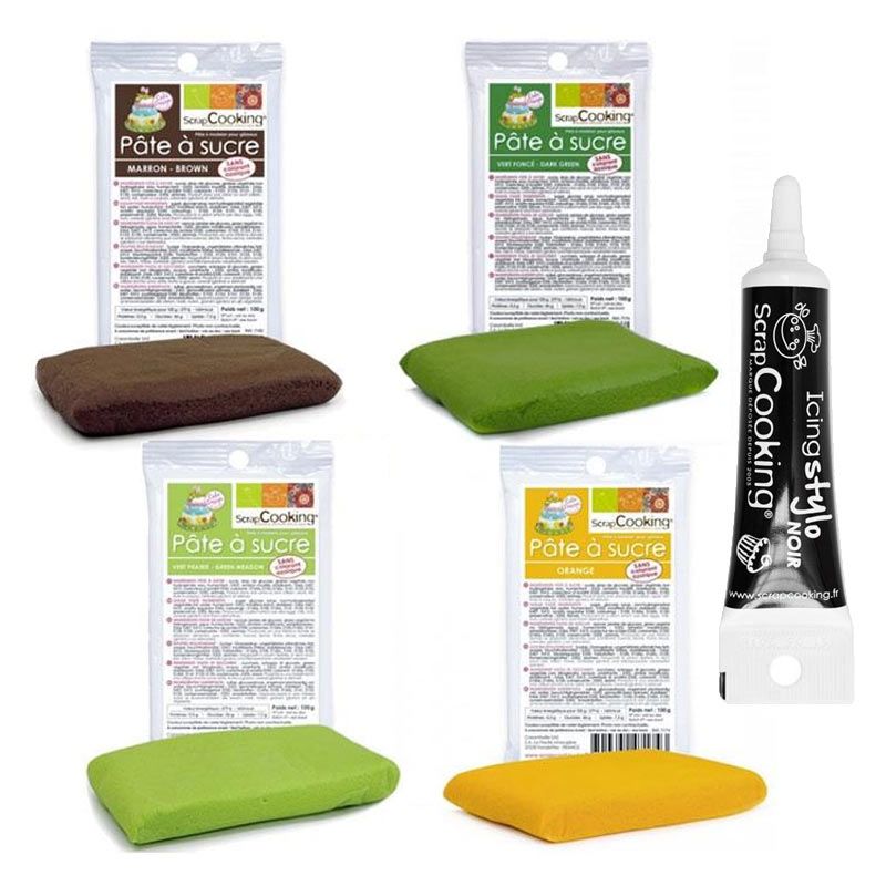 Kit pâte à sucre Potager + Stylo de glaçage noir Scrapcooking - Mathon