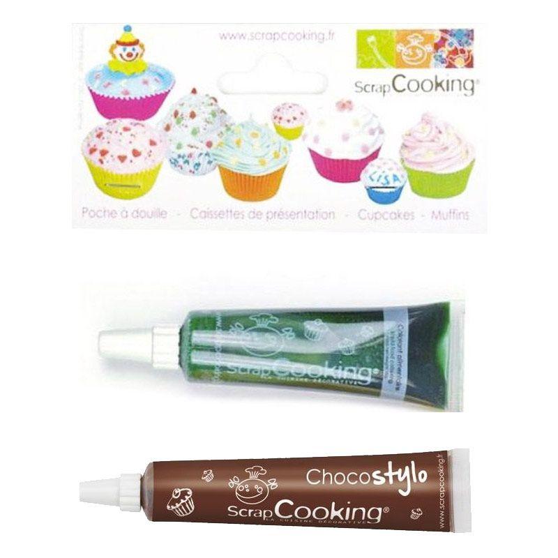 Stylo chocolat + Colorant alimentaire liquide tube Vert Scrapcooking - Mathon