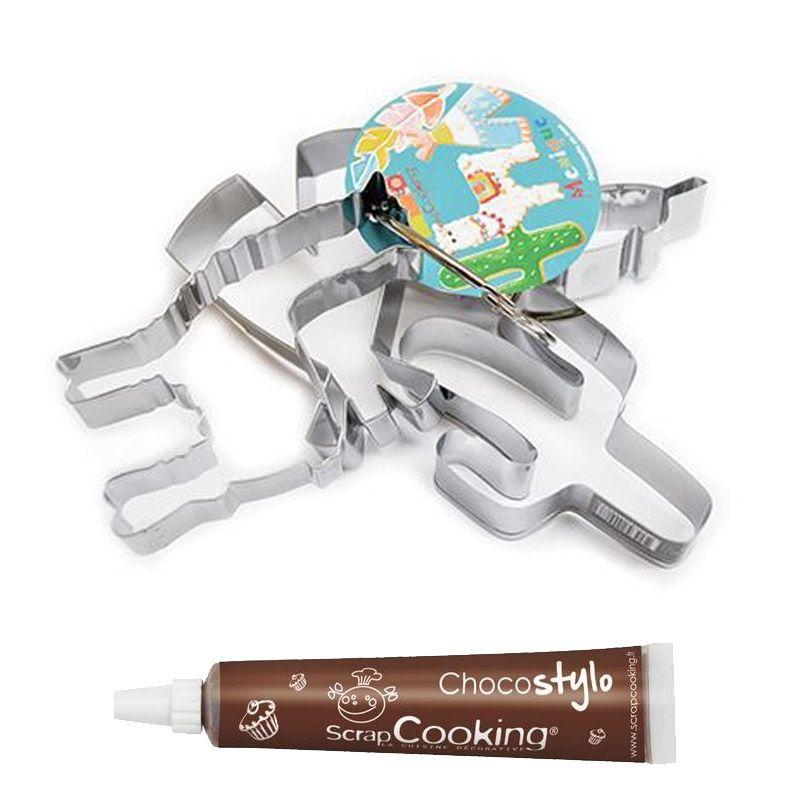 4 Découpoirs Lama + 1 Stylo chocolat Scrapcooking - Mathon