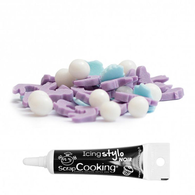 Décors sucrés Sirène + Stylo de glaçage noir Scrapcooking - Mathon