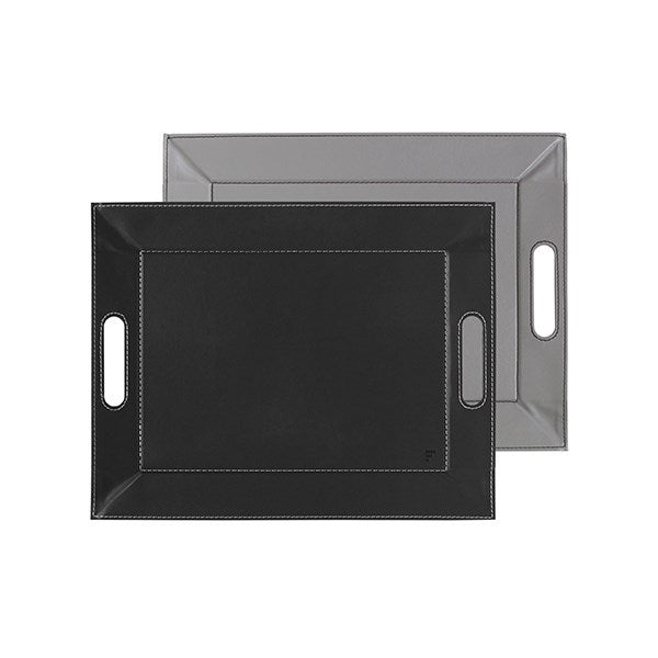 Plateau bicolore réversible noir et gris 45 cm FreeForm - Mathon - 1