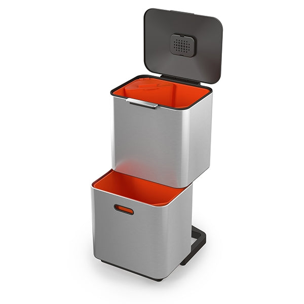 Poubelle Totem acier inoxydable 60 L - 2 compartiments 30 L Joseph Joseph - Mathon - 1