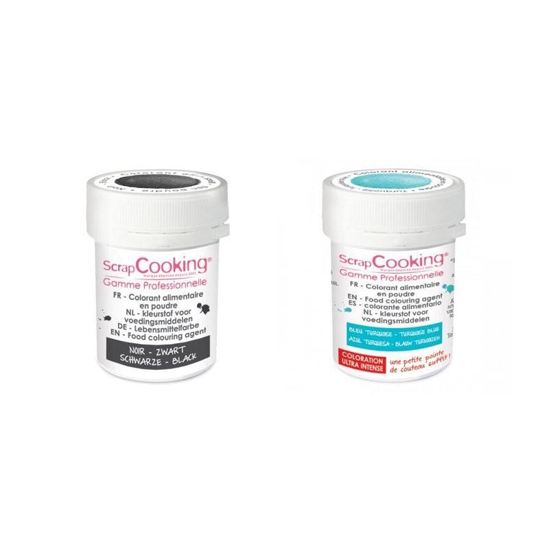 2 colorants alimentaires en poudre - turquoise-noir Scrapcooking - Mathon