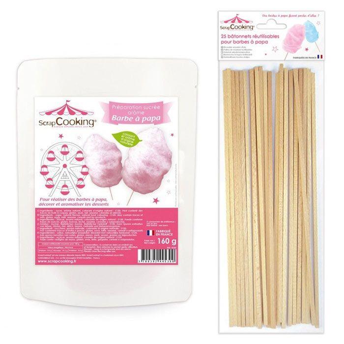 Préparation barbe à papa rose 160 g + 25 bâtonnets Scrapcooking - Mathon