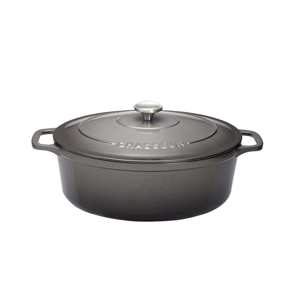Cocotte ovale 29 cm chasseur gris caviar interieur noir Chasseur - Mathon