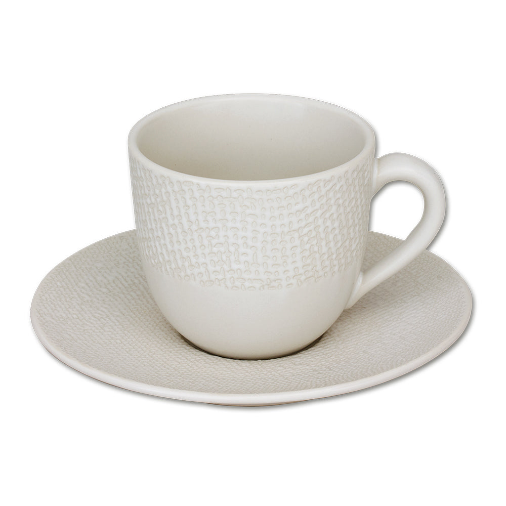 Tasse à café et sous-tasse Vésuvio blanc 12 cl (lot de 6) Table passion - Mathon