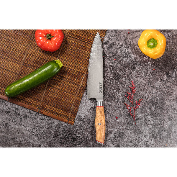 Couteau modèle chef Wusaki Fujiko 20cm manche en olivier Wusaki - Mathon - 3