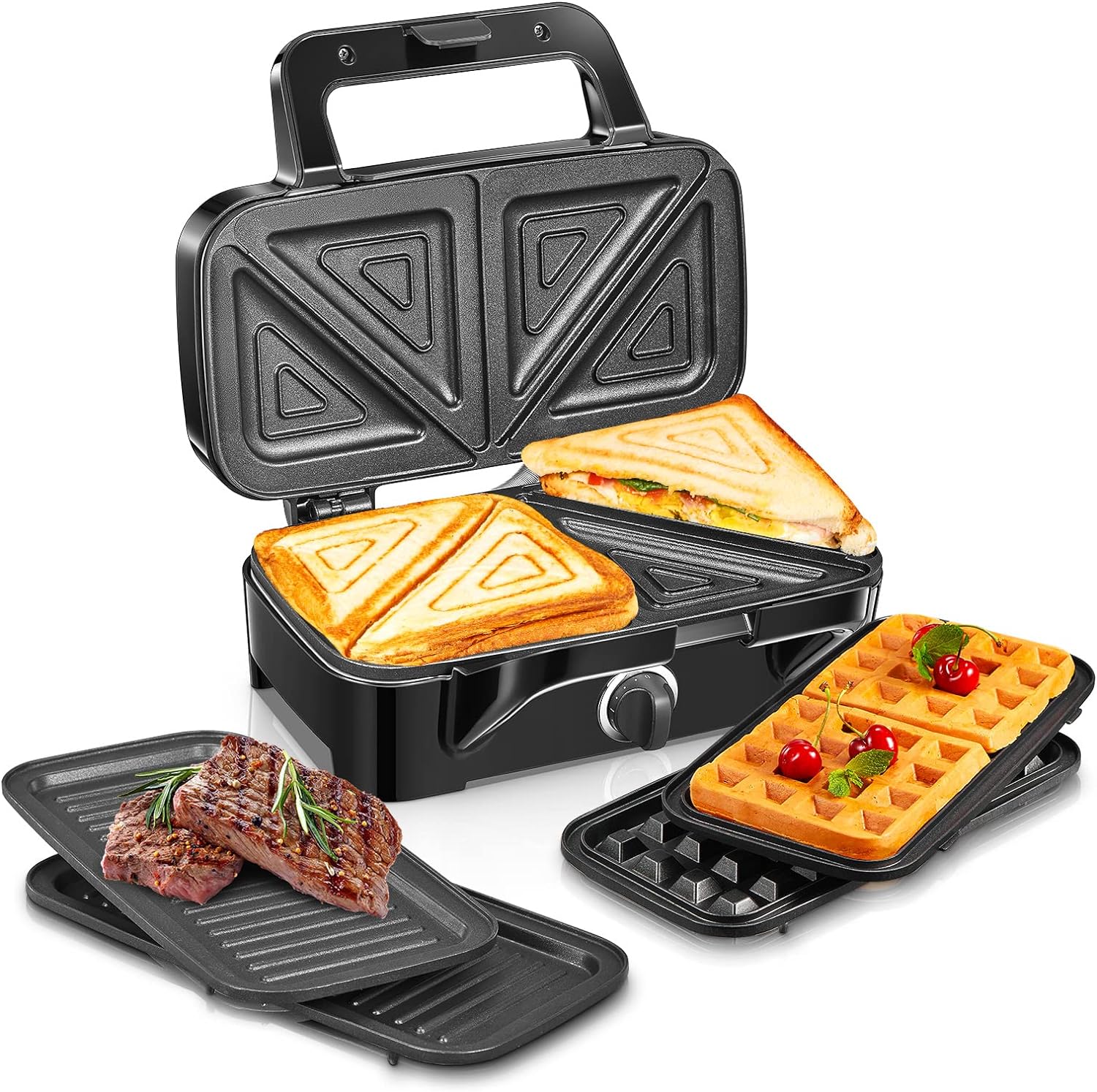 Appareil Croque Monsieur 3 en 1 1200W noir Vendos85 - Mathon