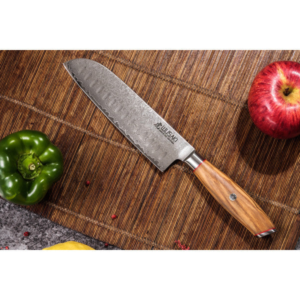 Couteau modèle santoku Wusaki Fujiko 18cm manche en olivier Wusaki - Mathon - 3