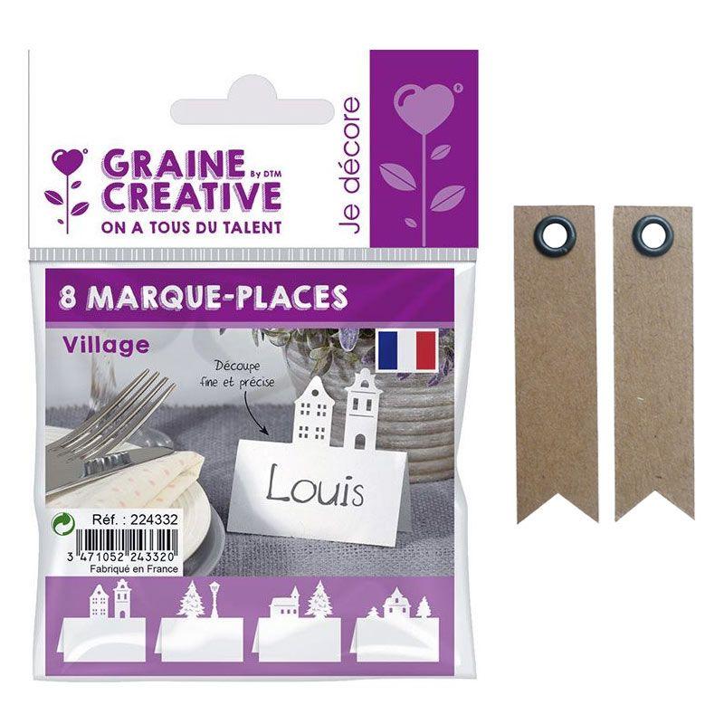 Marque places pour table de Noël Village + 20 étiquettes kraft Fanion Youdoit - Mathon