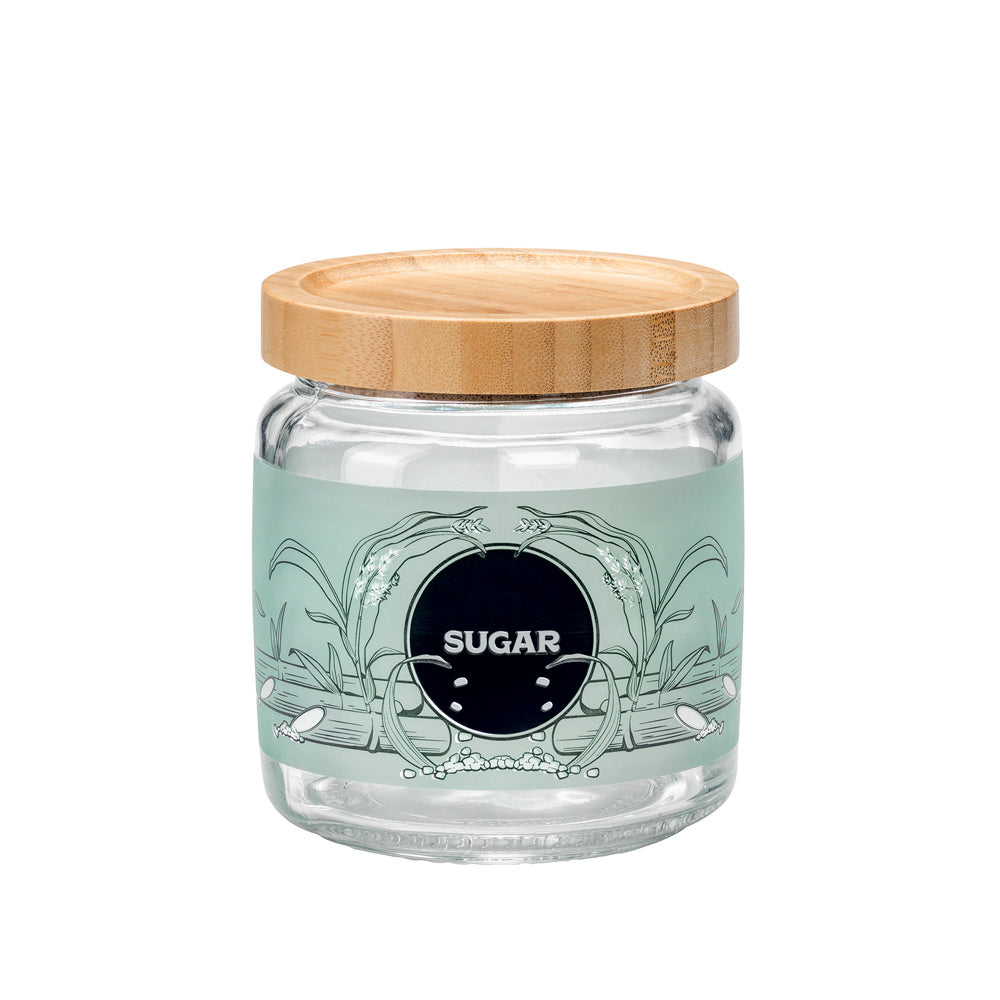 Bocal avec couvercle 0,75 l en bambou décor sucre Bormioli Rocco - Mathon