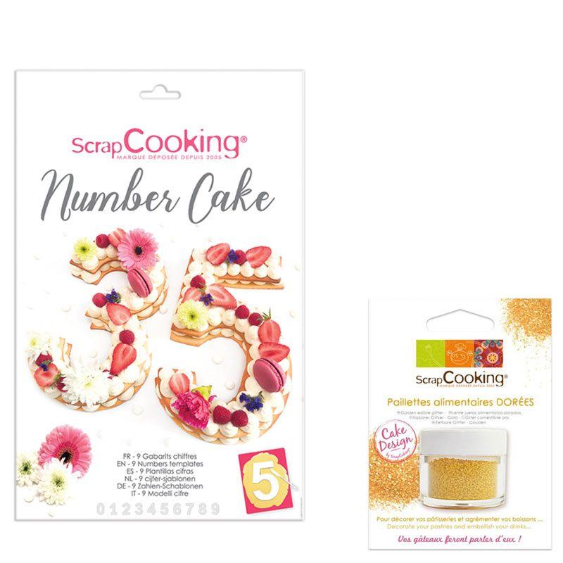 Coffret Number cake + paillettes dorées Scrapcooking - Mathon