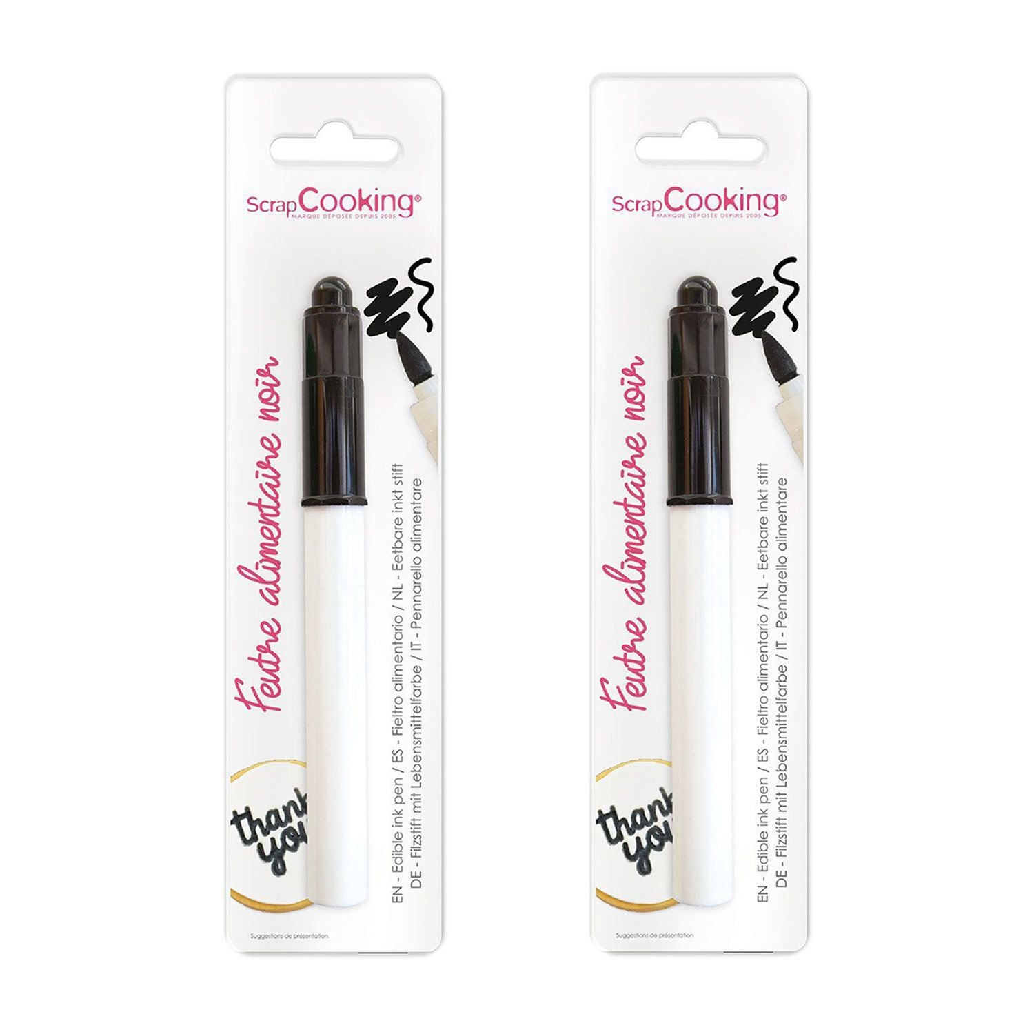 2 feutres pinceaux alimentaires noirs Scrapcooking - Mathon