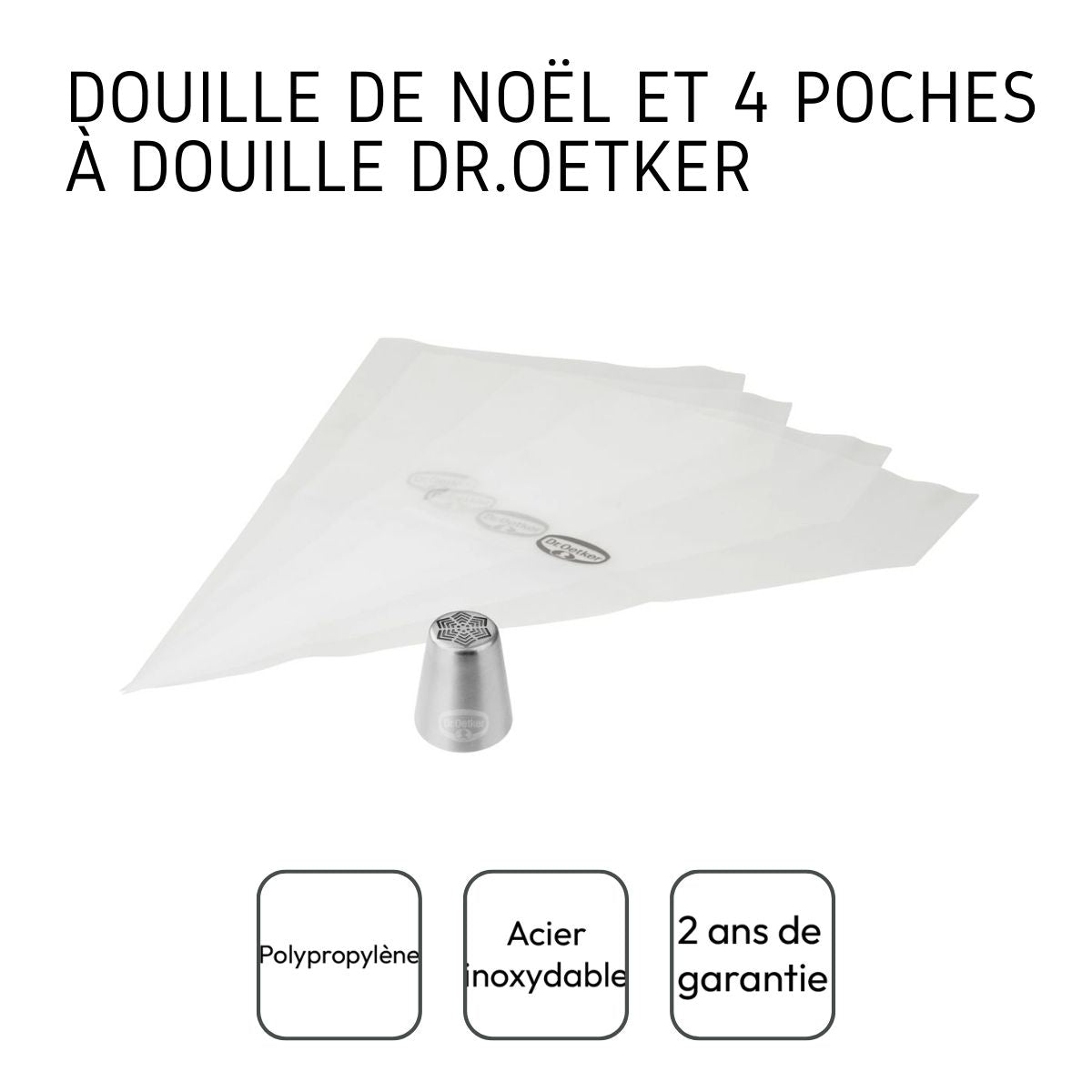 Lot de 4 poches à douille et embout étoile en inox Baker Edition Dr. Oetker - Mathon - 4