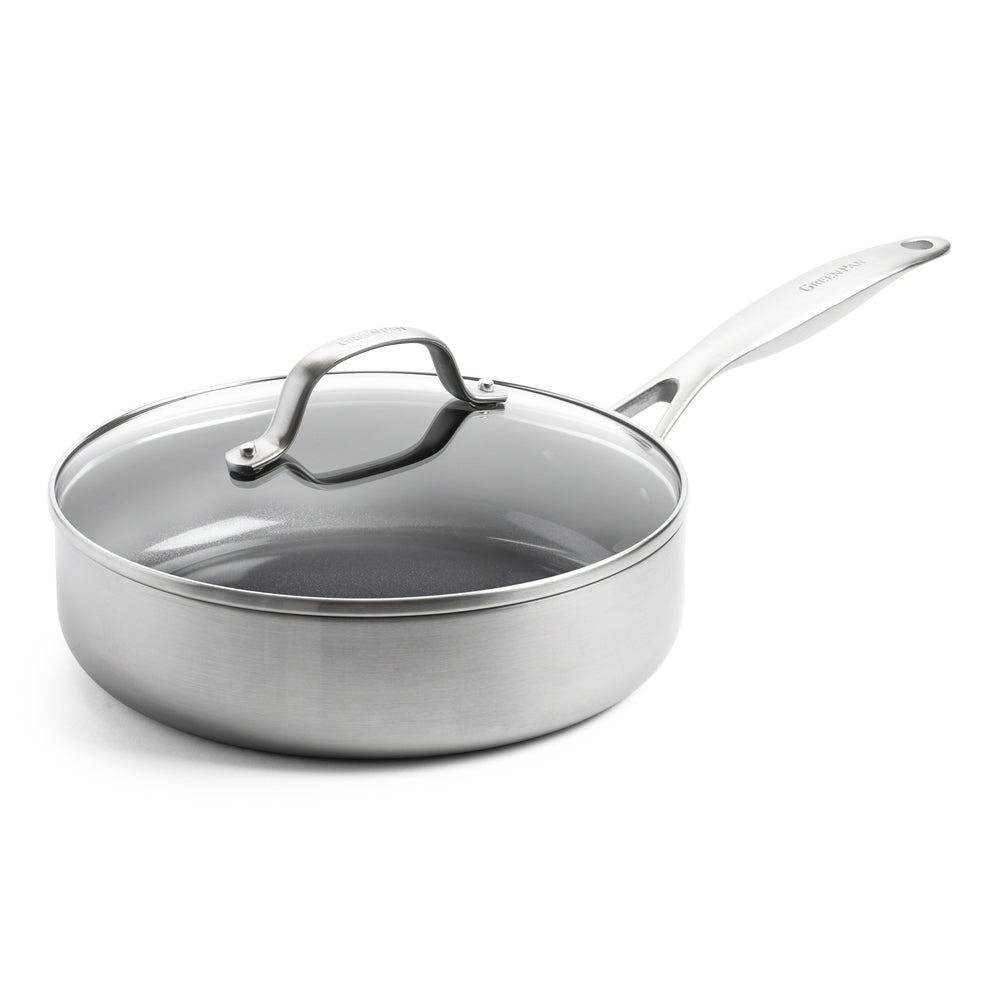 Sauteuse Geneva en Céramique 24 cm + Couvercle en verre Greenpan - Mathon - 1