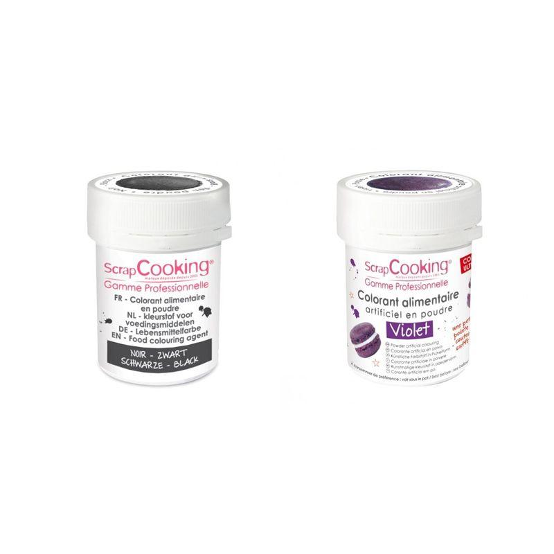 2 colorants alimentaires en poudre - noir-violet Scrapcooking - Mathon