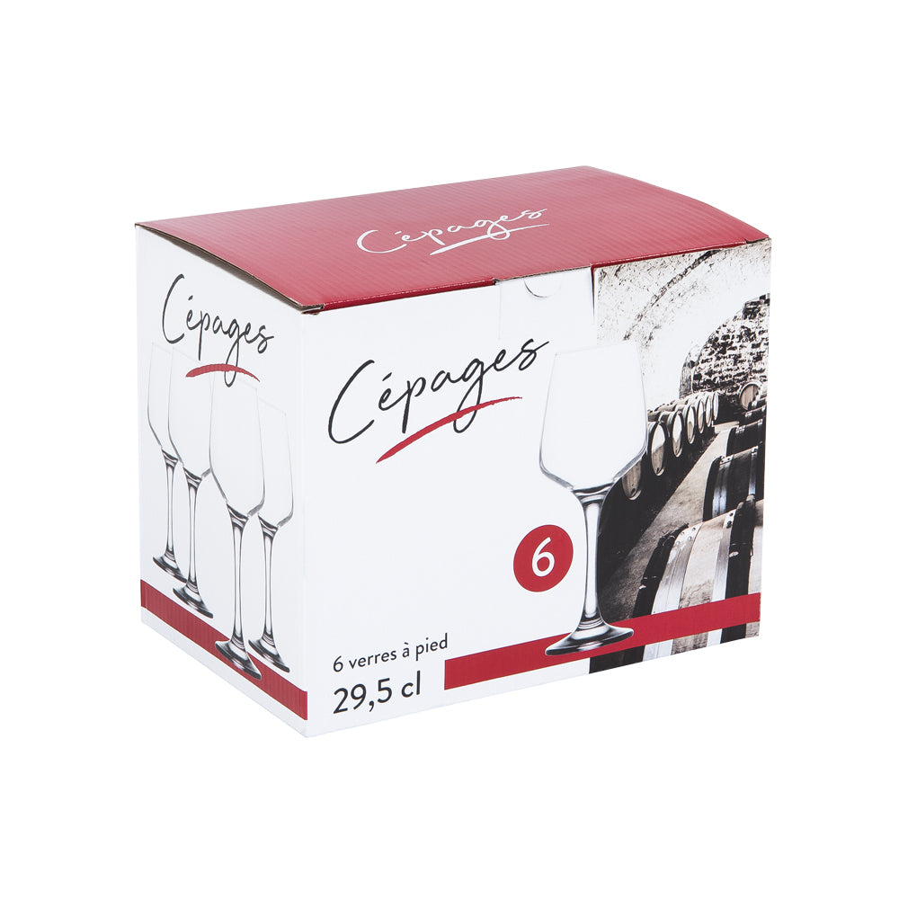 Boîte de 6 verres à pied Cépages 29,5 cl Trend