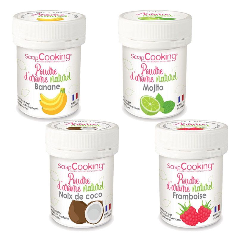4 arômes alimentaires naturels en poudre - Cocktail Scrapcooking - Mathon
