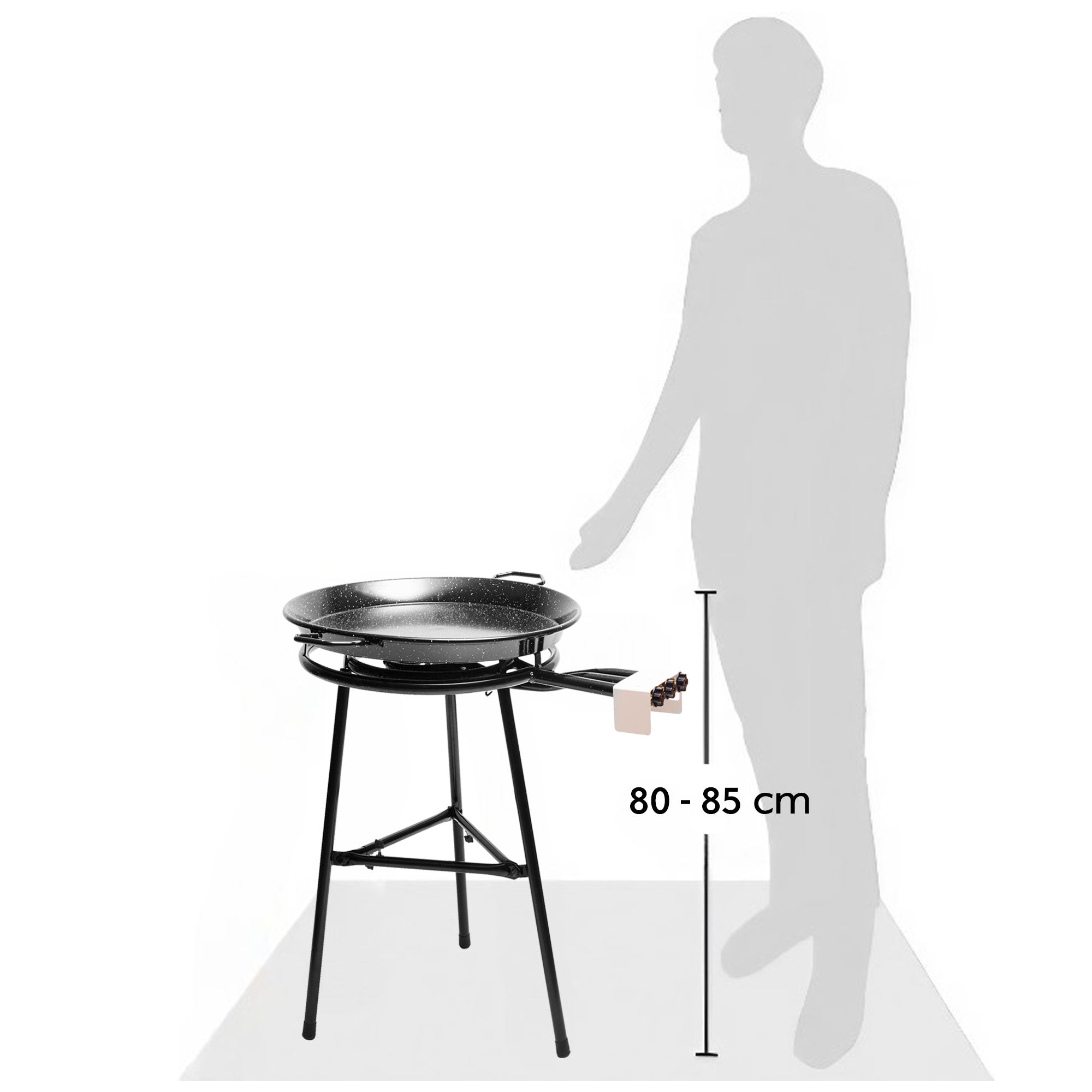 Set Paella Brûleur à Gaz 60cm +Poêle à Paella Émaillée 65cm +Support à 3 Pied  Noir JUMBO Briebe - Mathon - 2