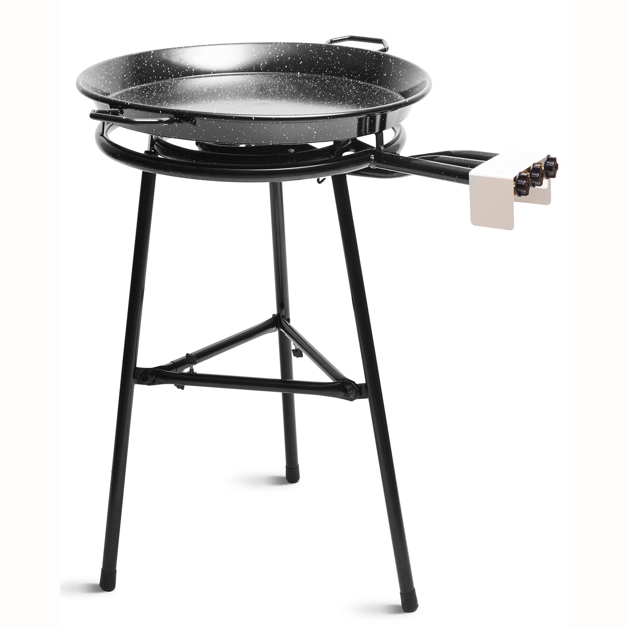 Set Paella Brûleur à Gaz 60cm +Poêle à Paella Émaillée 65cm +Support à 3 Pied  Noir JUMBO Briebe - Mathon - 1