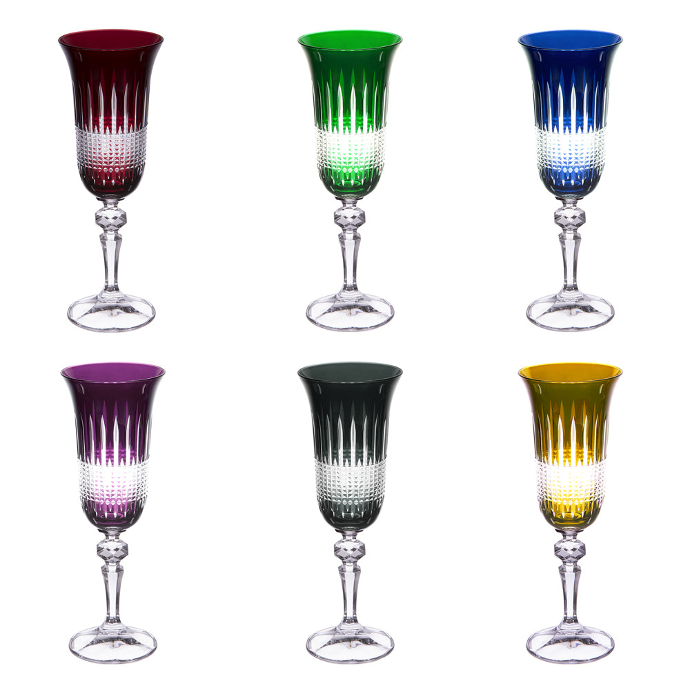 Coffret de 6 flûtes à champagne 15 cl en cristallin taillé Table passion - Mathon - 1
