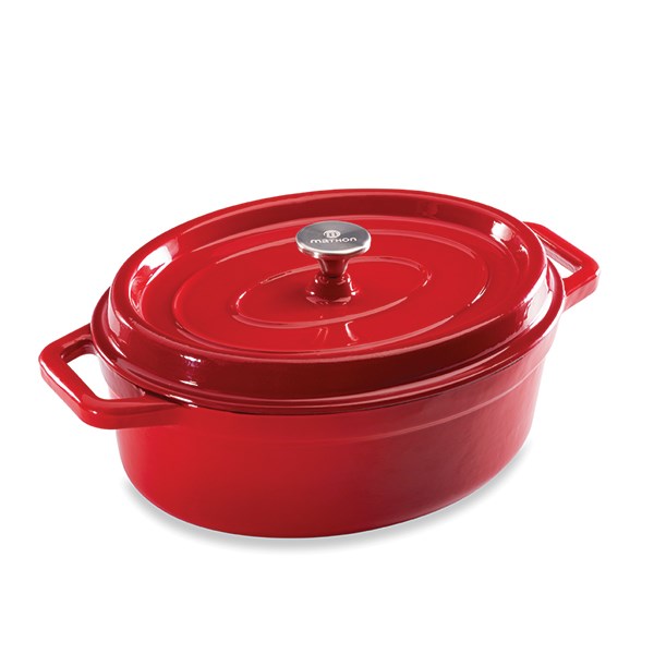 Cocotte en fonte ovale 33 cm 6 L rouge Mathon - Mathon - 1