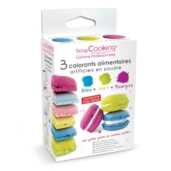 3 colorants alimentaires - bleu, vert, pourpre Scrapcooking - Mathon