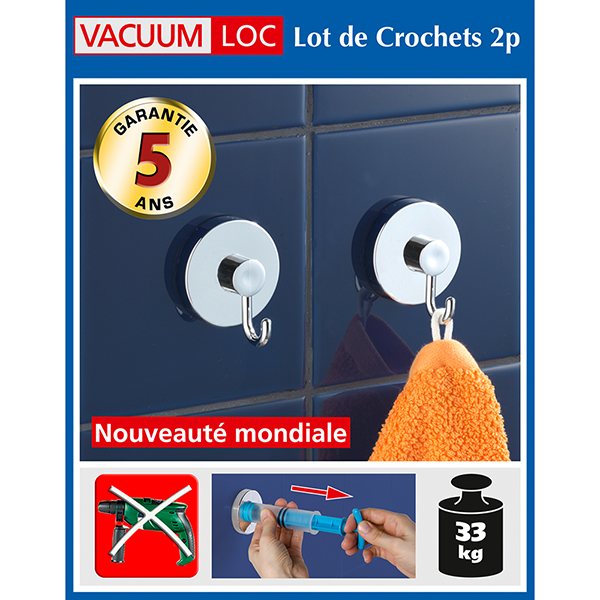 2 crochets à serviettes Vacuum Loc Wenko by Maximex - Mathon - 2