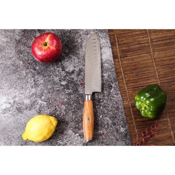 Couteau modèle santoku Wusaki Fujiko 18cm manche en olivier Wusaki - Mathon - 4