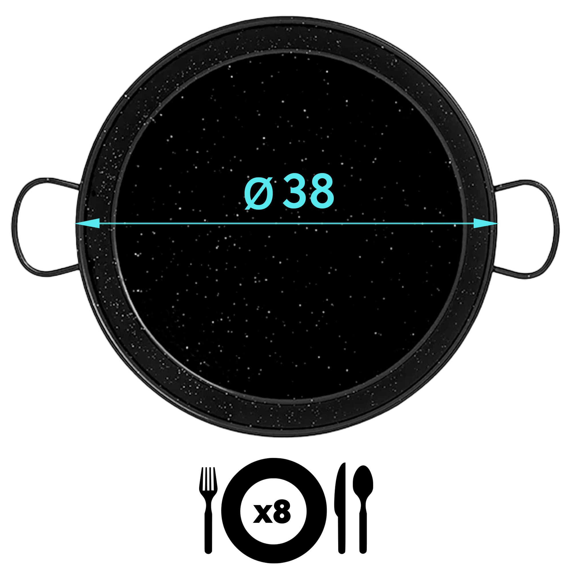 Poêle à Paella Valencienne Émaillée 38 cm, Acier Émaillé Antiadhésif, 8 Portions  Noir PAN38 - Mathon - 4