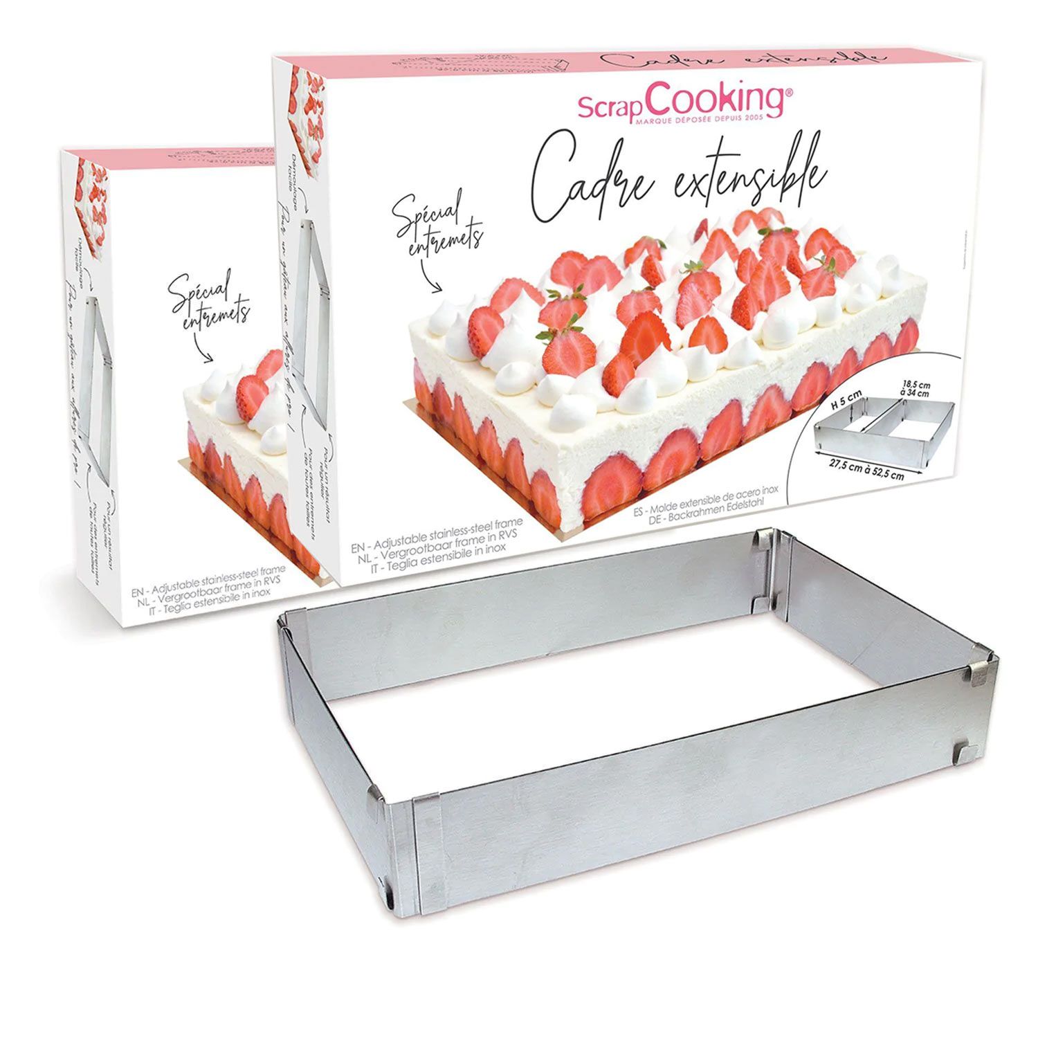 2 cadres à pâtisserie extensibles - rectangle Scrapcooking - Mathon