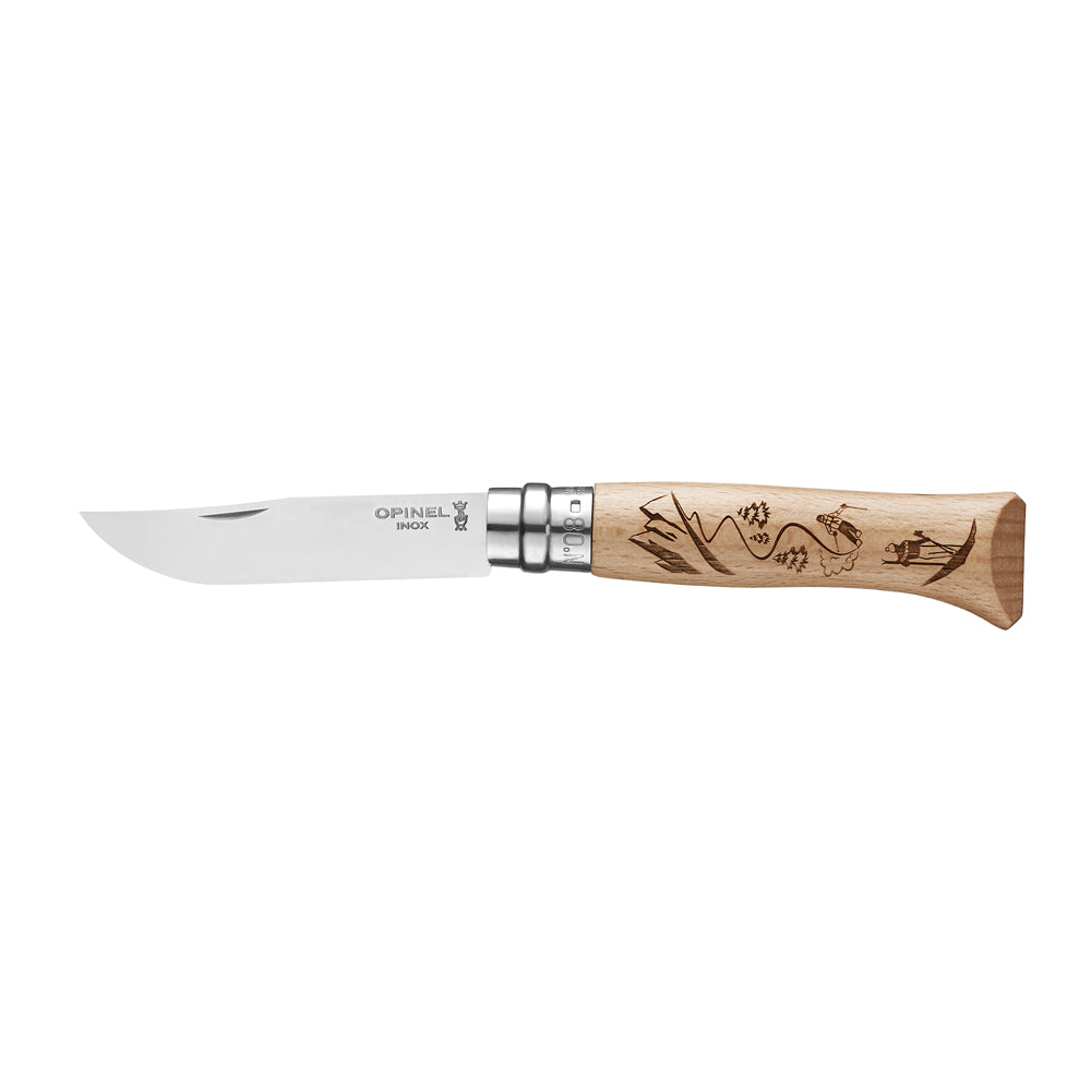 Couteau gravé lame 8.5 cm Sport Ski Opinel - Mathon - 1