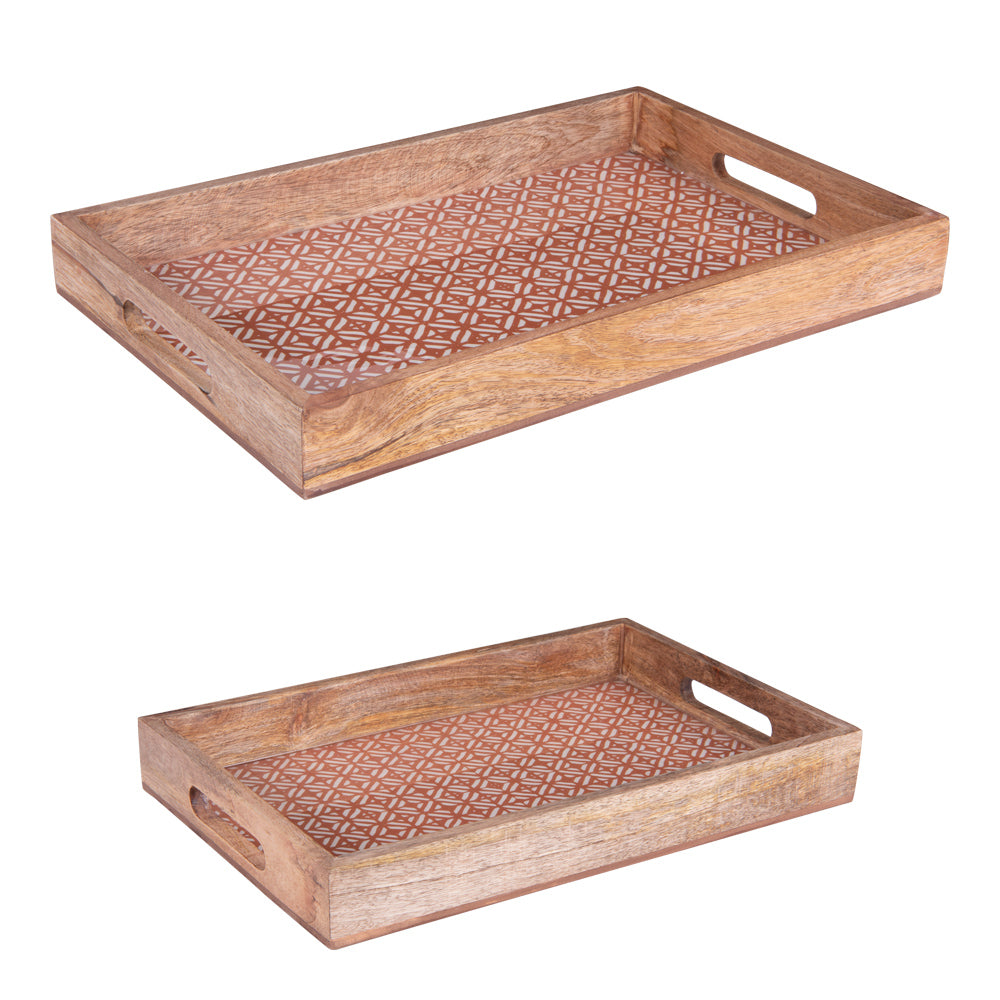 Set de 2 plateaux rectangulaires Atika de 40 et 45 cm Table passion - Mathon - 1